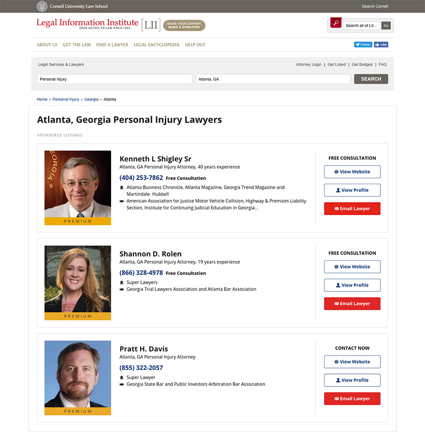Justia Lawyer Directory Premium Placement