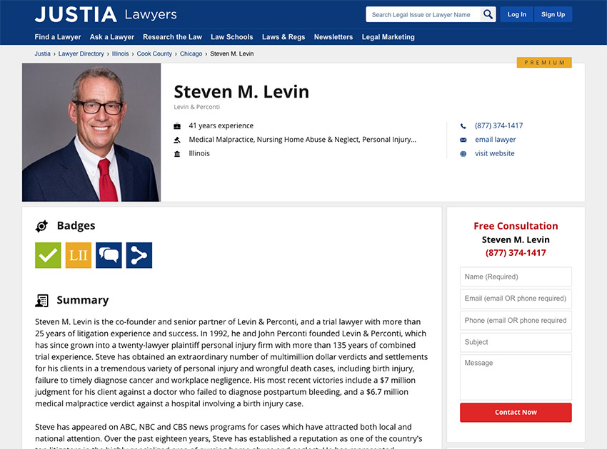Justia Lawyer Directory Premium Placement