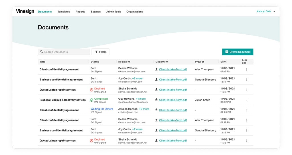 Vinesign from Filevine Legal Deals & Savings with Justia Connect