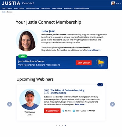 Justia Connect page