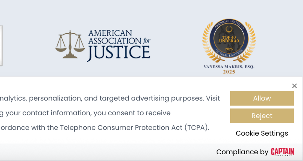 Consent Management Banner for Law Firm