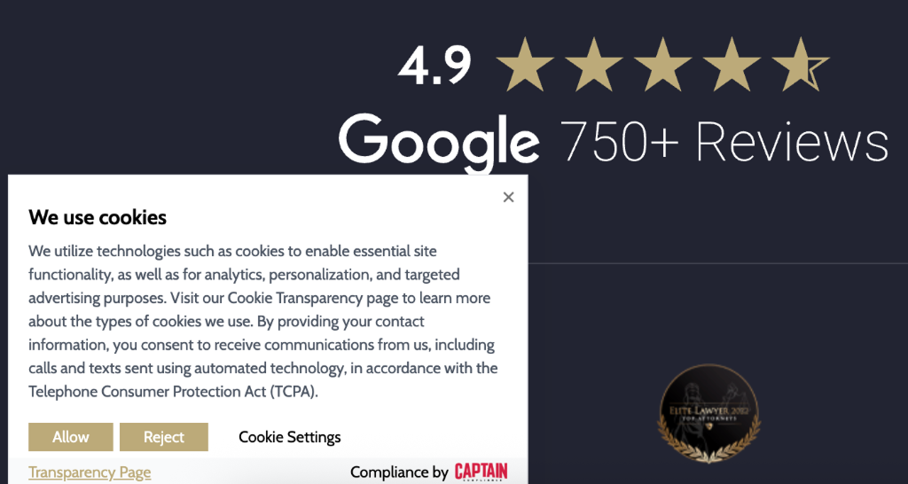 Cookie Consent and TCPA Notification Banner