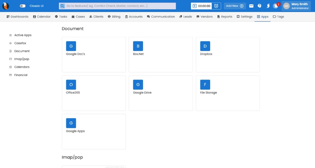 Legal billing module screenshot - CaseFox